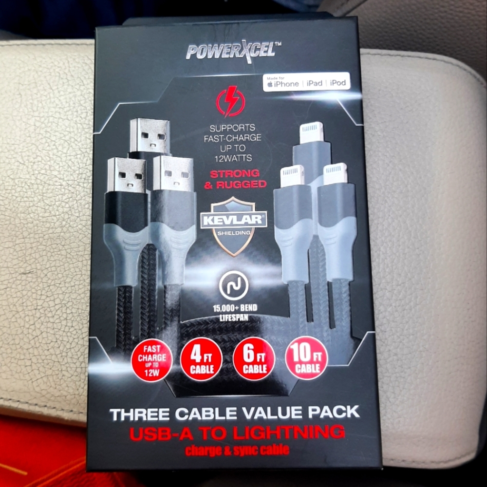 PowerXcel USB-A to Lightning Cable Pack